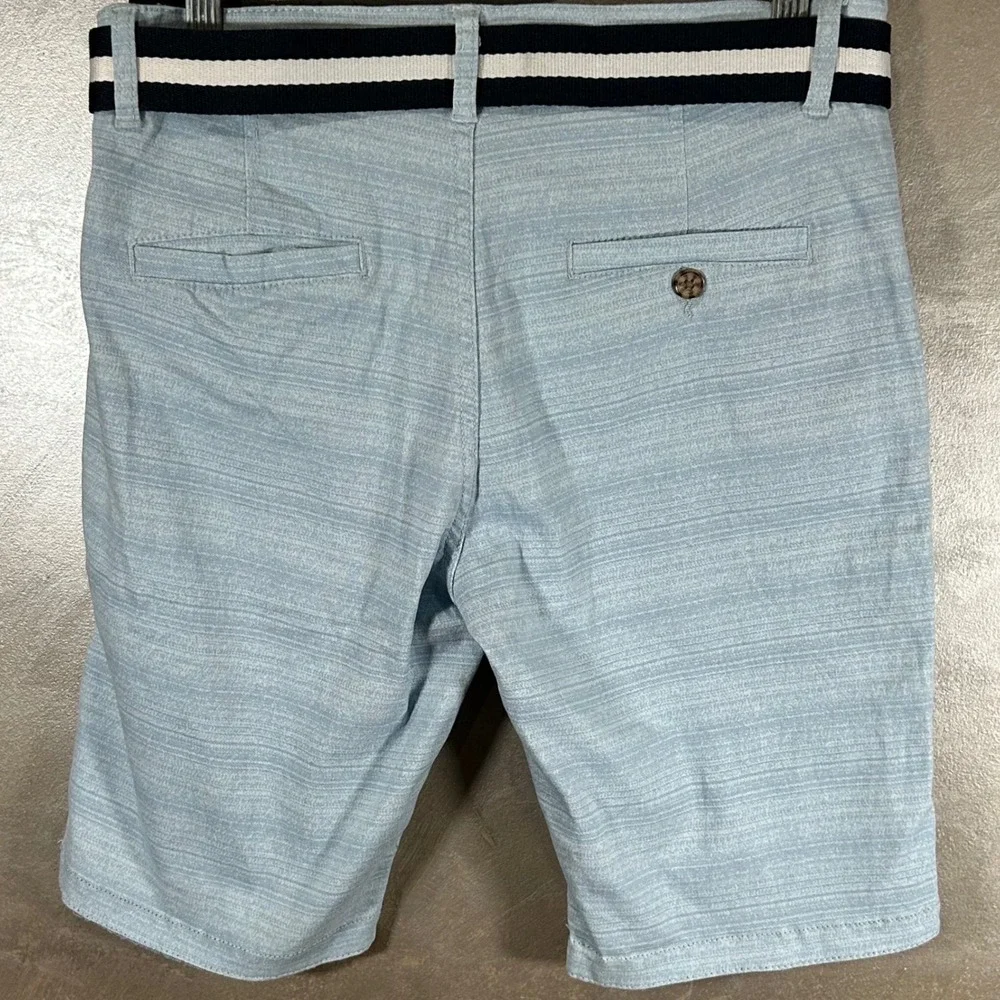 Company 81 Mens Stretch Chino Shorts Light Blue Textured Belted Size 30 New